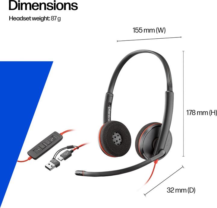 Produktbild Poly Blackwire 3320 Stereo Microsoft Teams (USB C) (Kabelgebunden, USB-C)