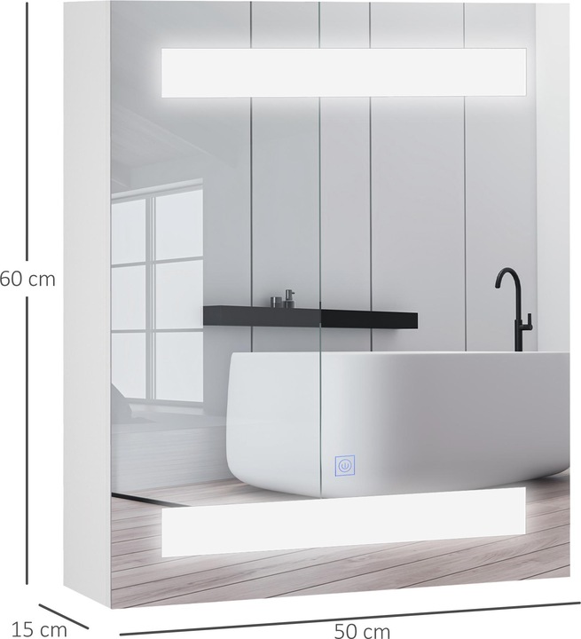 Actual product image Homcom LED mirror cabinet (60 x 50 x 15 cm)