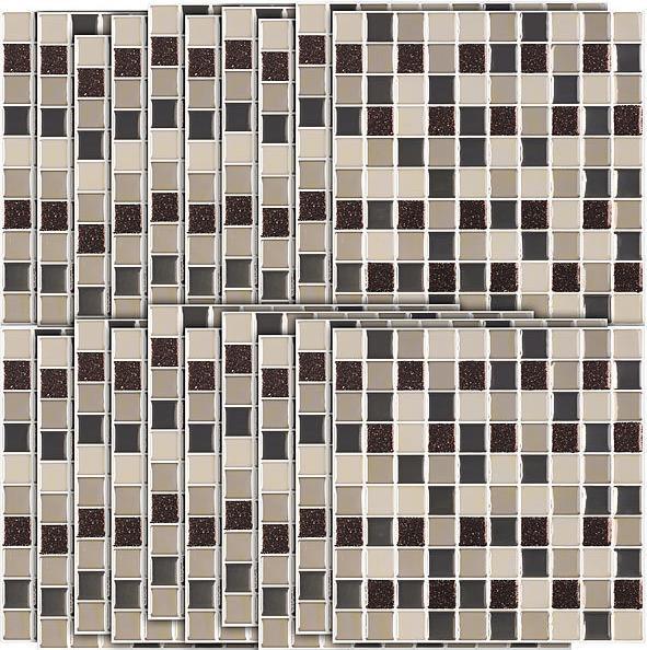 Actual product image Infactory Self-adhesive 3D mosaic glitter tile stickers, 26 x 26cm, set of 15