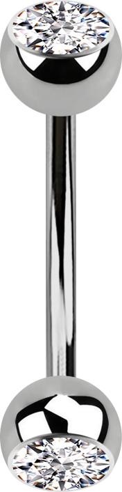 Produktbild Star Piercing Sterile Micro Banane silber mit zwei Kugeln Kristall silber (ohne Messing, Titan G23)