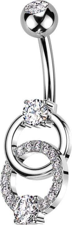Immagine prodotto Star Piercing Banana in argento con sfera in cristallo d'argento e doppio anello con cristalli d'argento (Ottone, Acciaio chirurgico 316L)