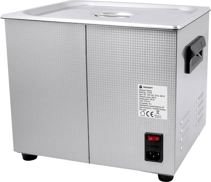 Actual product image Toolcraft Ultrasonic cleaner workshop, jewellery, office supplies 240W 10l with heating, with cleaning co (40 kHz, 10000 ml)