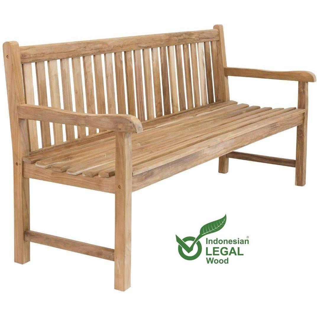 Mojawo, Gartenbank, Gartenbank Teakholz 180x90x65cm mit Edelstahlschrauben und Beschlägen