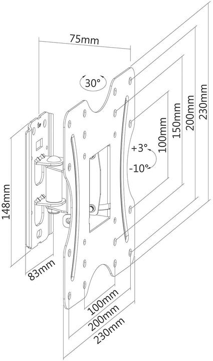 Image du produit PureMounts Wandhalterung PM-LM-TS33B Schwarz (Mur, 30 kg, 23" - 42")