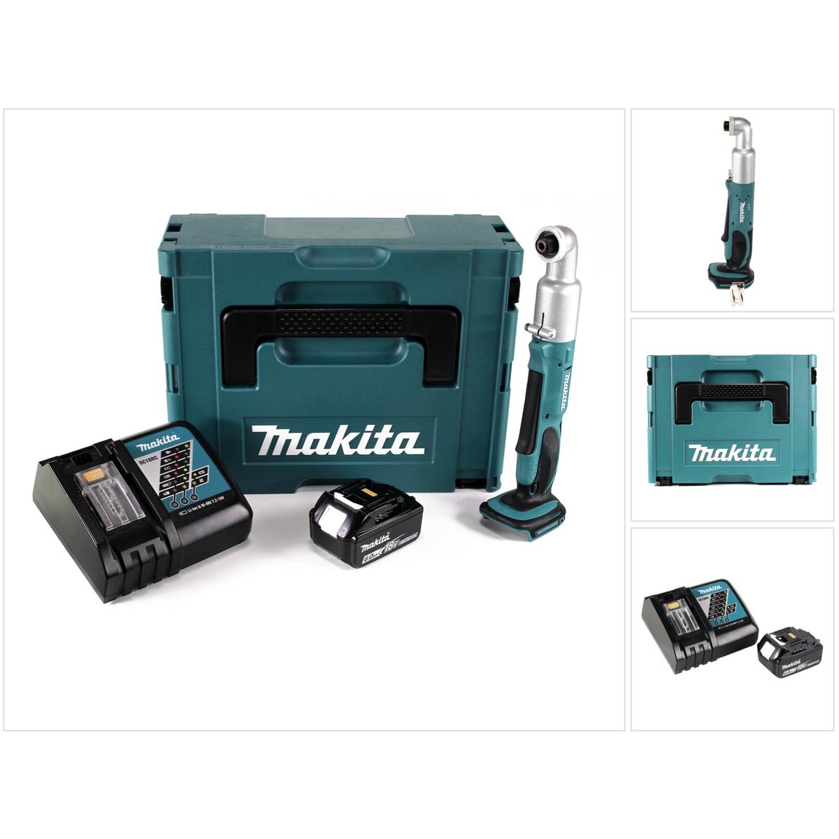 Makita, Bohrmaschine + Akkuschrauber, DTL 061 RG1J Akku Winkelschlagschrauber 18V 1/4" 60Nm + 1x Akku 6,0Ah + Ladegerät ...