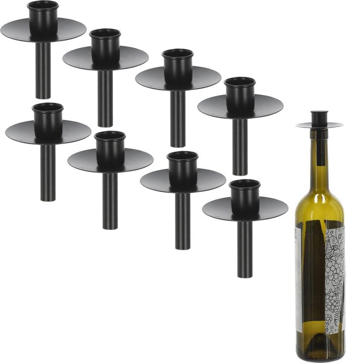 Produktbild Novaliv 8X Kerzenhalter Flasche Schwarz Eisen Kerzenhalter Flaschenaufsatz für Kerzen ca. 2cm Schwar