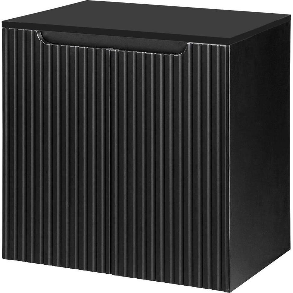 En.Casa, Waschbeckenunterschrank, Waschbeckenunterschrank Skelbolu mit 2 Türen 60x60x40cm Schwarz