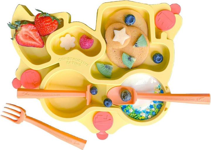Actual product image Constructive Eating Baby truck plate, yellow
