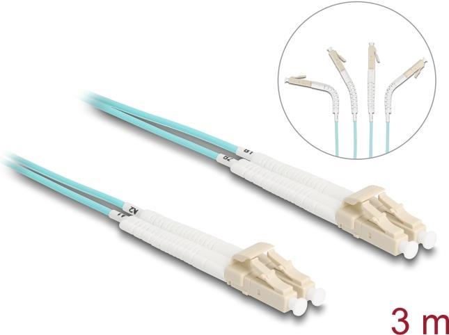 Produktbild Delock LWL Kabel LC-D > LC-D Multimode OM3 winkelbar 3,0m (CAT7, 3 m)