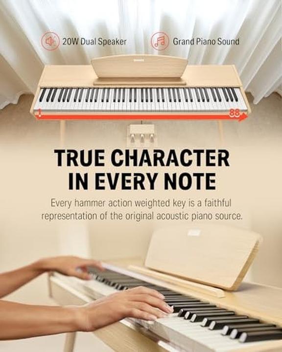 Produktbild Donner E-Piano mit 88 Tasten, Hammerwerk II, USB-MIDI, Kopfhöreranschluss und dreifachem Pedal (88 Tasten)