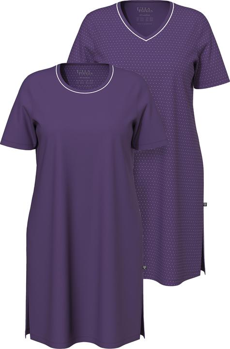 Actual product image Ulla Popken 2 Pack Short Sleeve Nightshirts - Dot, Solid (58)