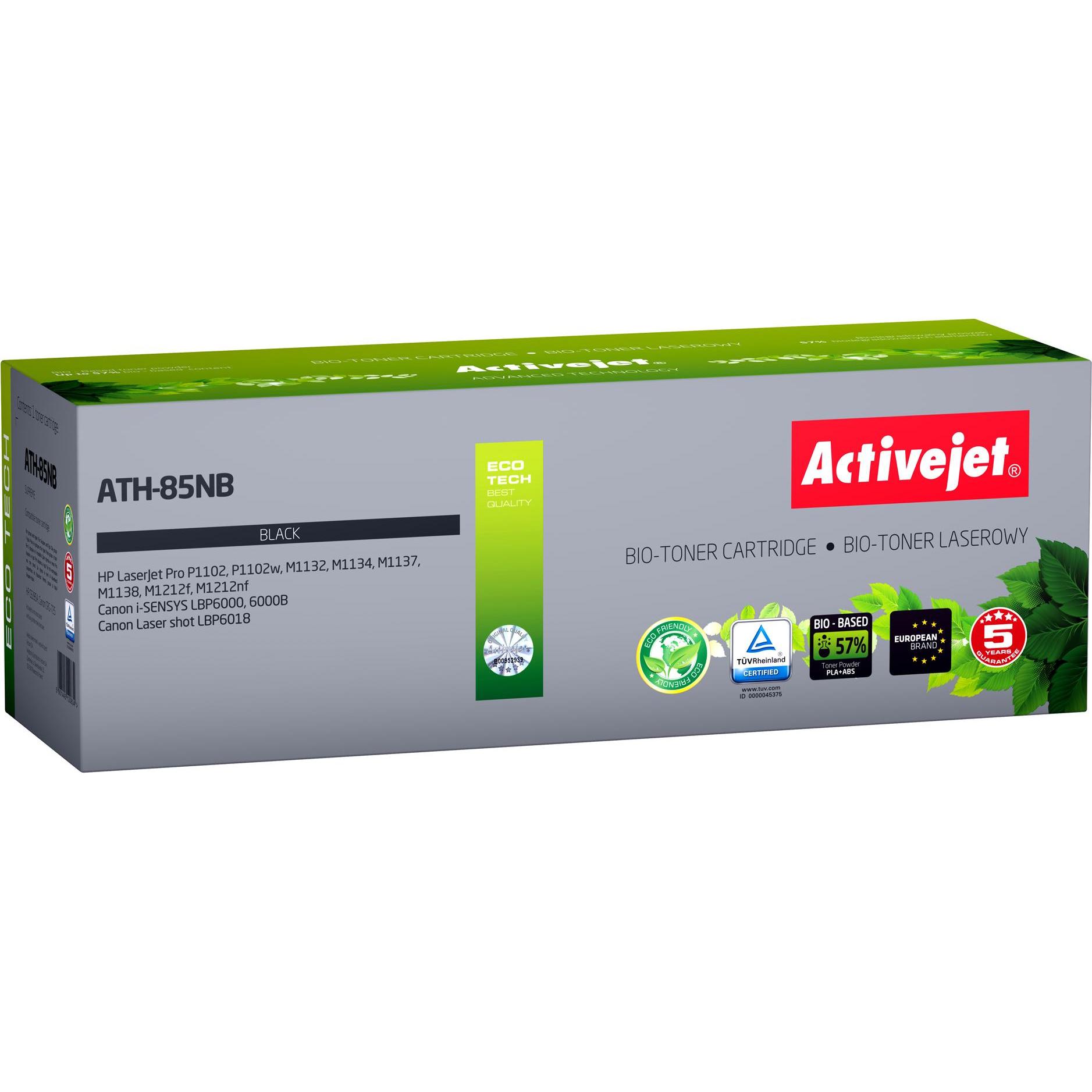 Activejet, Toner, BIO ATH-85NB Toner für HP Canon Drucker Ersatz für HP 85A CE285A Canon CRG-725 Supreme (B)