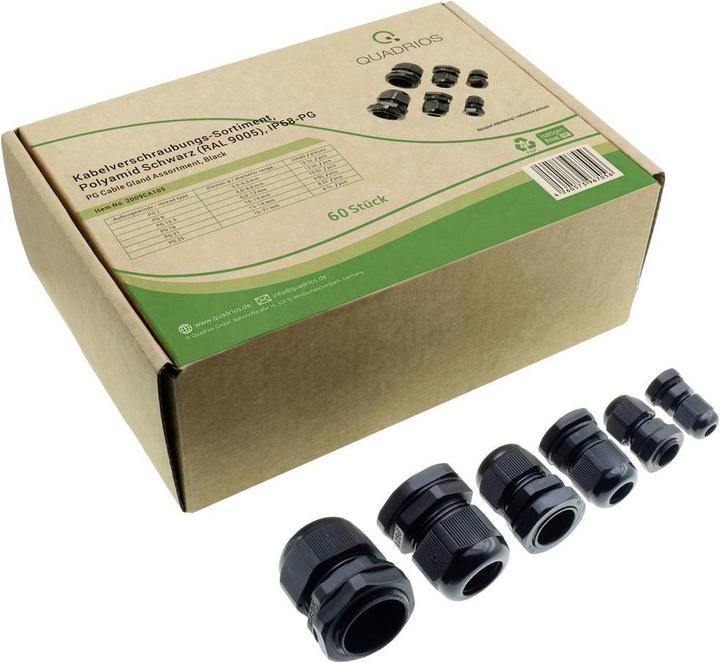 Actual product image Quadrios Cable gland assortment, - PG, 60 pieces