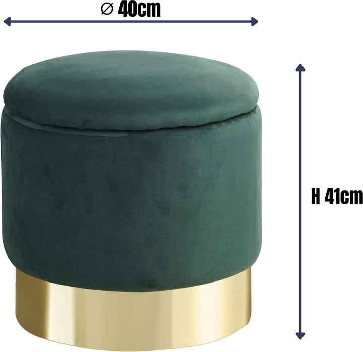 Albatros International Albatros Hocker mit Stauraum NIZZA – Sitzhocker mit Stauraum, Modernes Design, Edler Samt/Sherpa – S