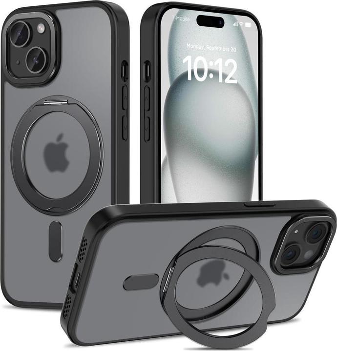 Produktbild Tech-Protect MagRing MagSafe Case with Stand for iPhone 15 - Black (Apple iPhone 15)