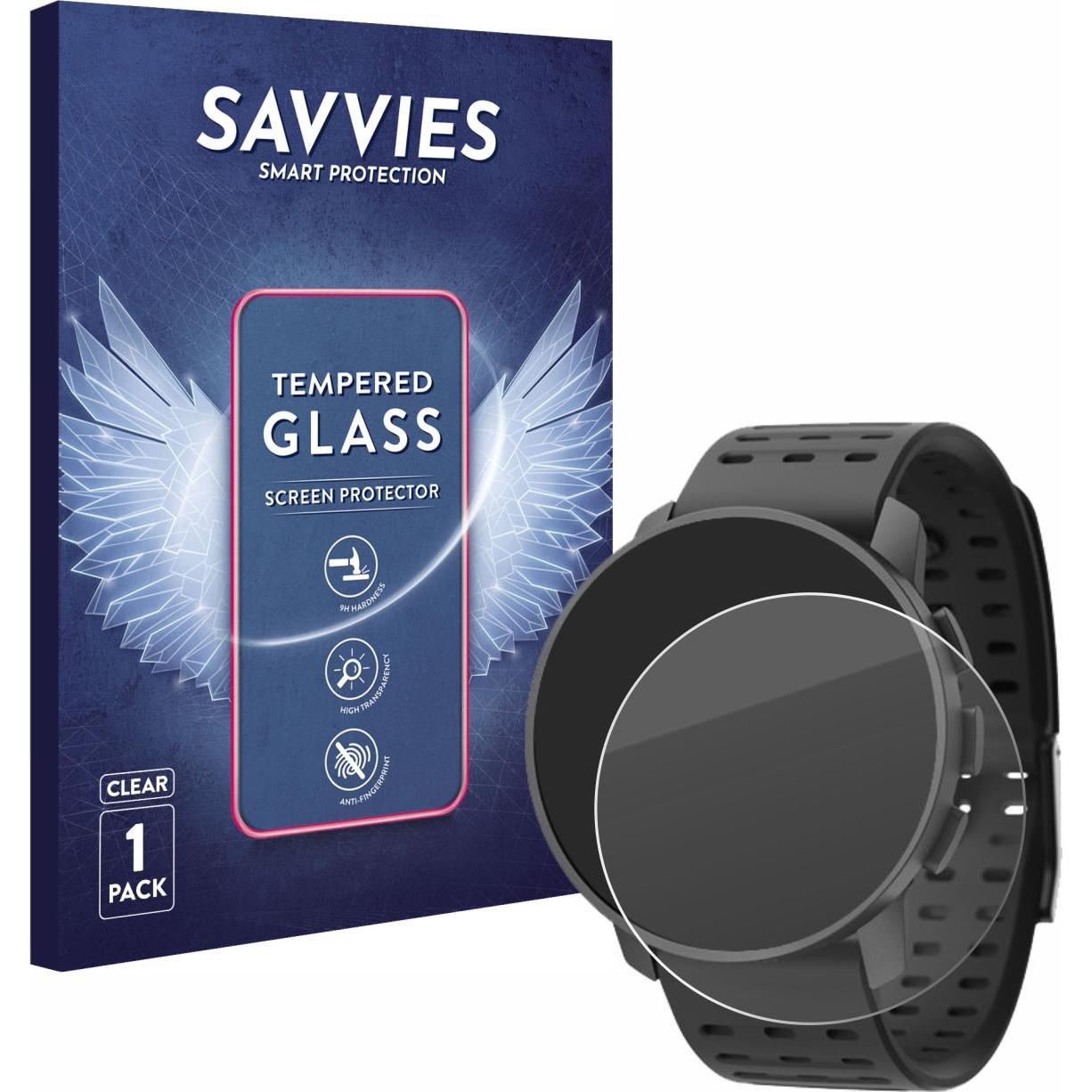Savvies Panzerglas Schutzglas Displayschutz, Smartwatch Schutzfolie, Transparent