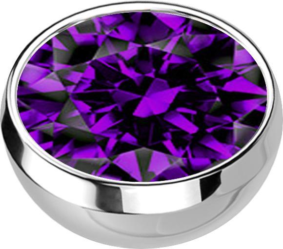 Produktbild Star Piercing Micro Halbkugel silber mit Kristall violett (ohne Messing, Chirurgenstahl 316L)