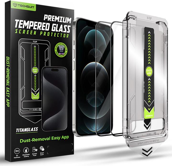Produktbild Techsuit - TitanGlass FullCover (2 pack) - iPhone 12 / iPhone 12 Pro - Black (2 Stk., Apple iPhone 12, Apple iPhone 12 Pro)