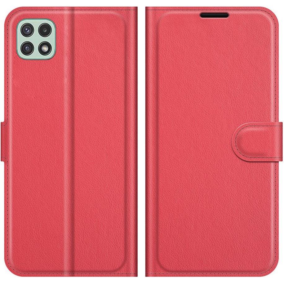 Cover-Discount Galaxy A22 5G - Leder Etui Hülle rot (Samsung Galaxy A22 5G), Smartphone Hülle, Rot