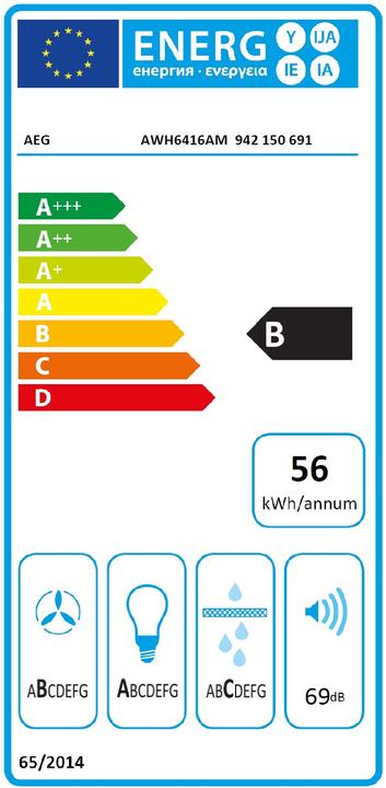 Label énergétique AEG Awh6416am (Hotte murale)