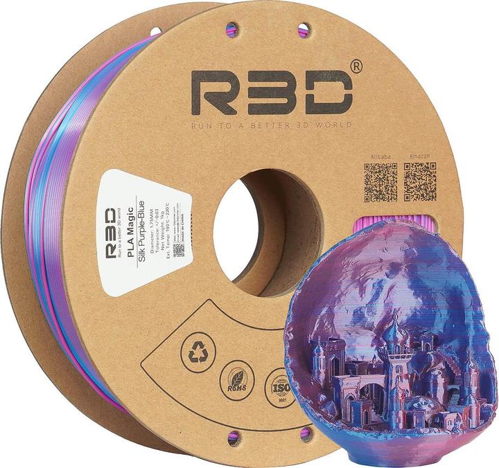 Actual product image R3D eSilk Magic-PLA Purple Blue Filament 1.75mm 1Kg (PLA, 1.75 mm, 1000 g, Multicoloured)