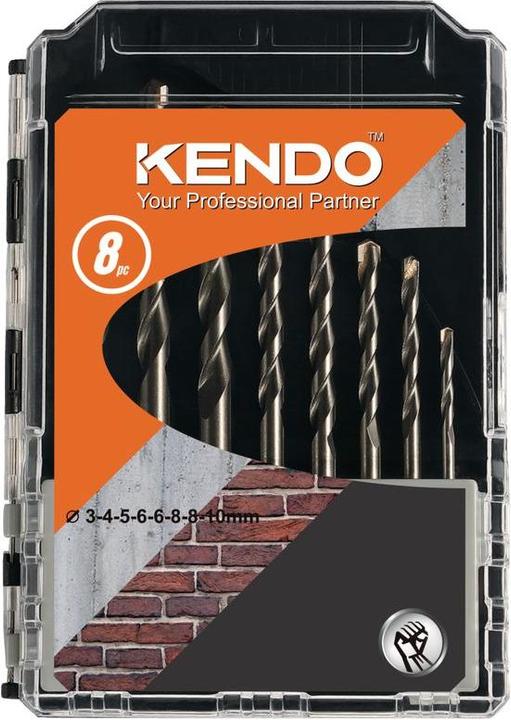 Actual product image Kendo Masonry drill bit set 8x, 3–10 (3, 4, 5, 2 x 6, 2 x 8, 10 mm)