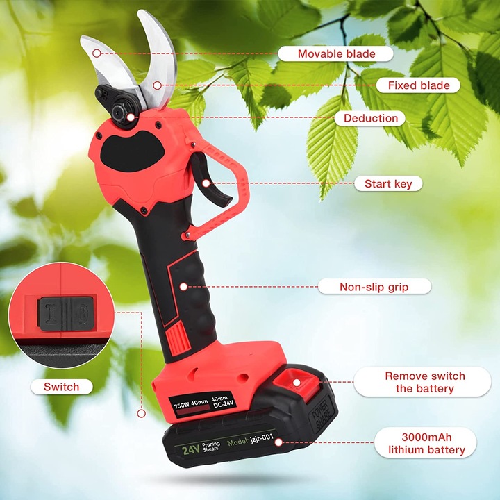 Actual product image Bilivry Battery pruning shears set with 2 batteries