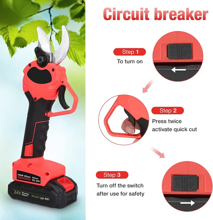 Actual product image Bilivry Battery pruning shears set with 2 batteries