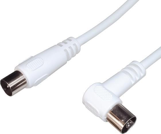 PremiumCord TV-Antennen-Anschlusskabel 2m, 90°-Stecker (koaxial, M/F, 75 Ohm) (Antennenkabel)