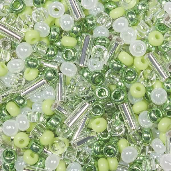 Actual product image Knorr Prandell Rocailles 2,5mm green, white mixed PU=17g
