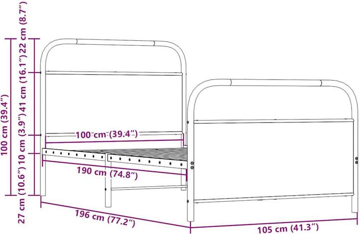 Image du produit vidaXL Bettgestell (100 x 190 cm)