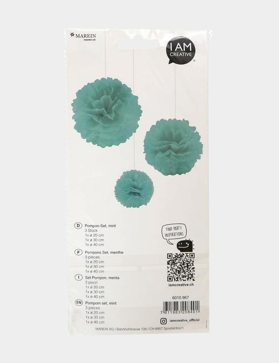 Actual product image I Am Creative Pompom set incl. string (3 pcs.)