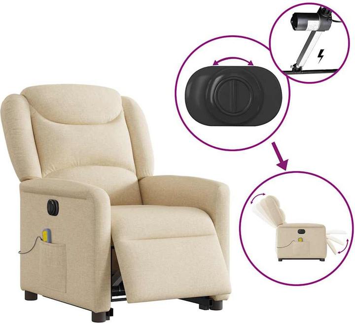 Immagine prodotto vidaXL Poltrona massaggiante elettrica con ausilio stand-up in tessuto crema