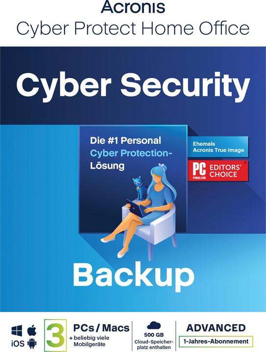 Produktbild Acronis Cyber Protect Home Office Advanced (3 User, 1 Geräte/User, 12 Monate)