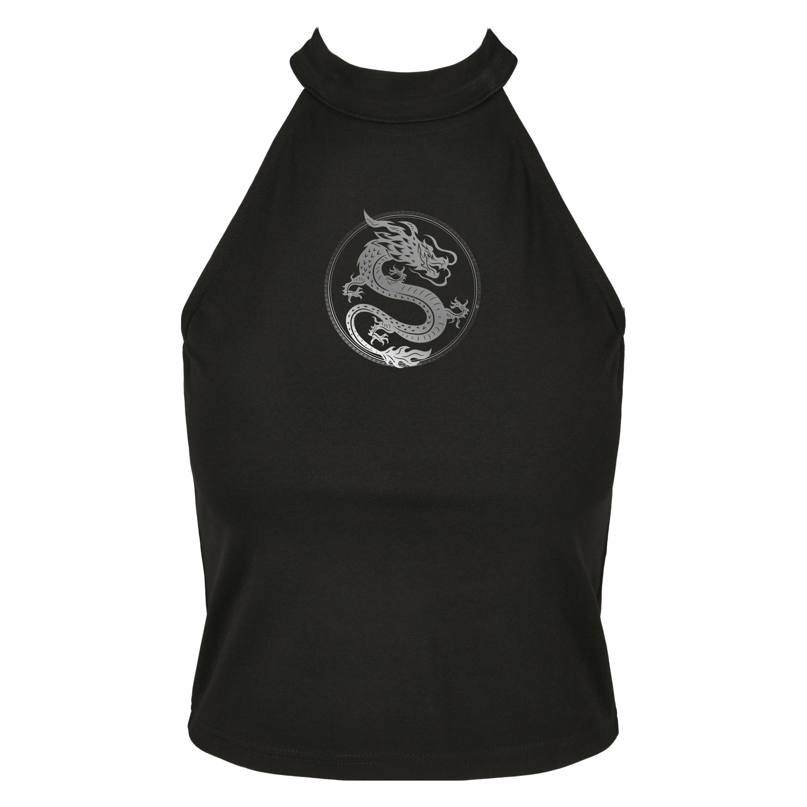 Merchcode, Damen, Shirts, Ladies Dragon Turtleneck Short Top, Schwarz, (Xxl)