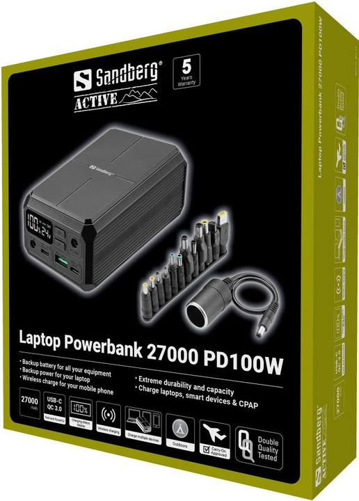 Actual product image Sandberg Laptop Powerbank (27000 mAh, 100 W, 99.90 Wh)