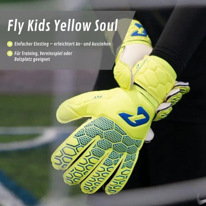 Produktbild Catch & Keep Fussballhandschuhe Fly Kids Yellow Soul Gr. 4 Torwart Goalie Handschuhe (4)
