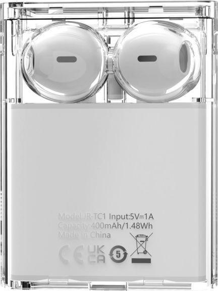 Actual product image Joyroom TWS JR-TC1 IceLens Series wireless headphones with LED lights - white (4 h, Wireless)