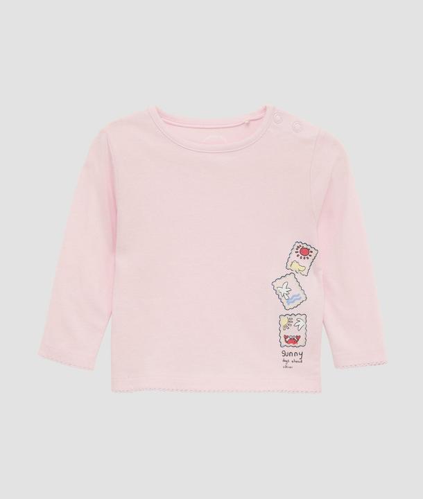 S.Oliver T-Shirt Langarmshirt mit Glitzerprint und Mausezahnkante (80)