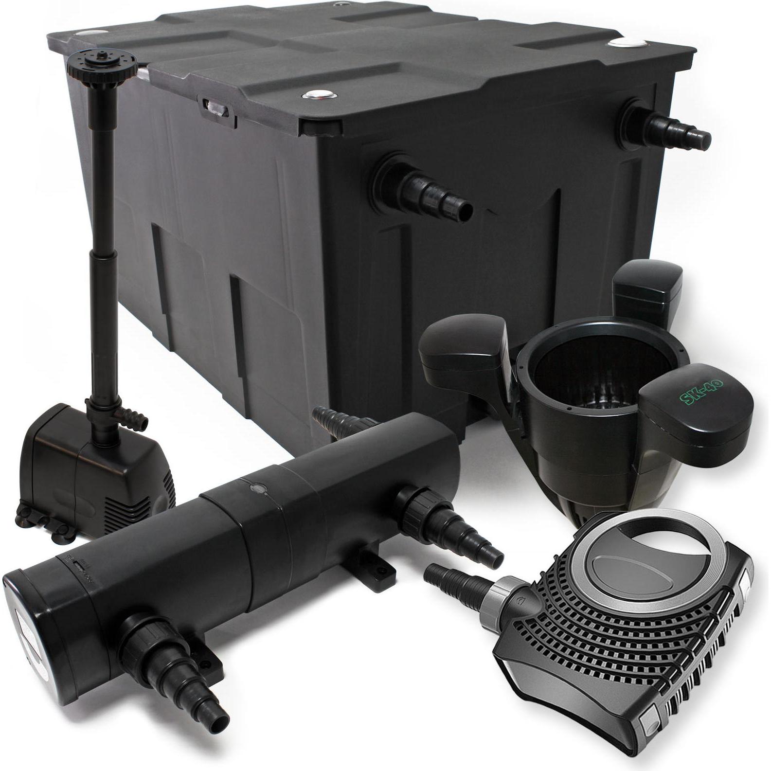Wiltec, Brunnen + Gartenteich, Set: Teichfilter 60000l Eco 80W Pumpe 24W UVC Klärer Springbrunnen Skimmer 595