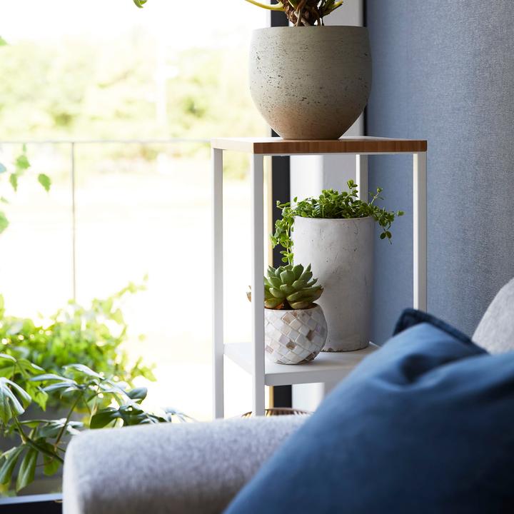 Actual product image Yamazaki 2-tier shelf with wooden top TOWER