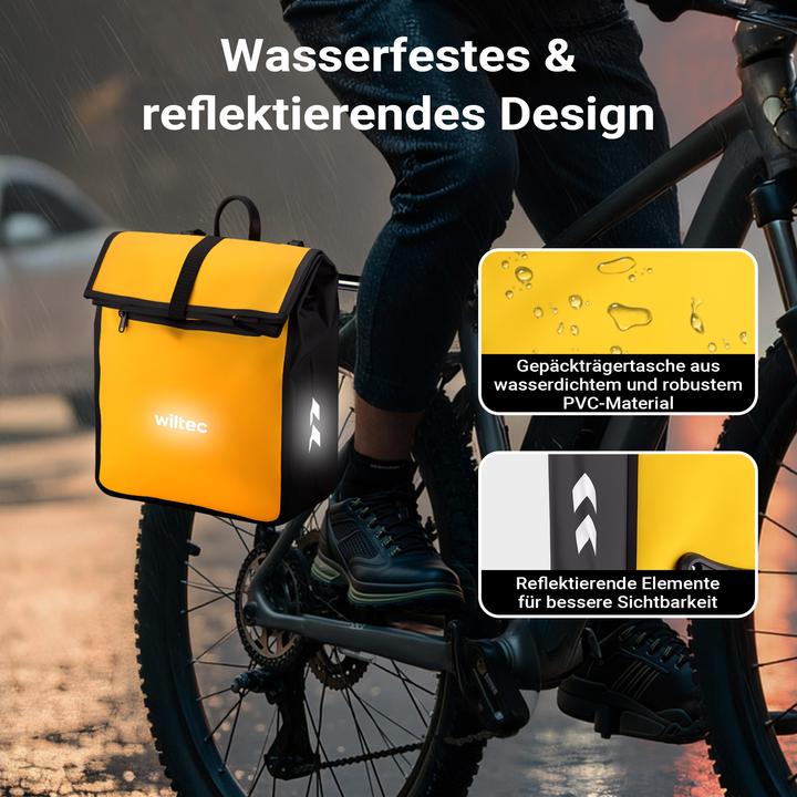 Produktbild Wiltec Gepäckträgertasche gelb 22l Fahrradtasche Gepäckträger Gepäcktasche (22 l, Gepäckträgertasche)