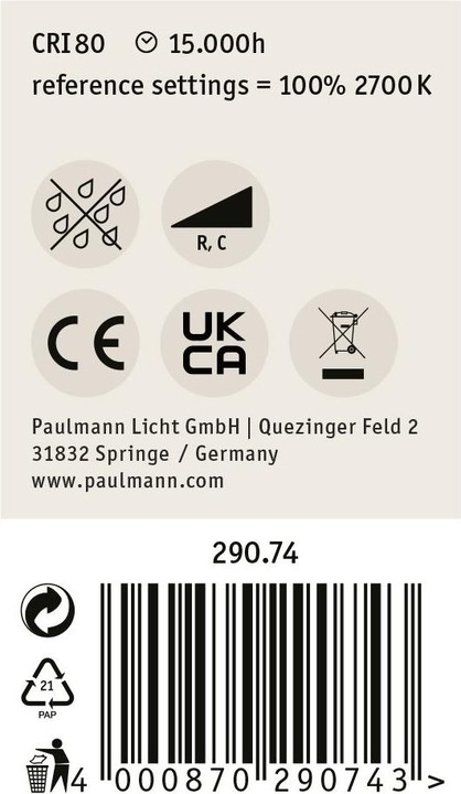 Actual product image Paulmann Drop lamp (E14, 5.90 W, 806 lm, 1 x, D)