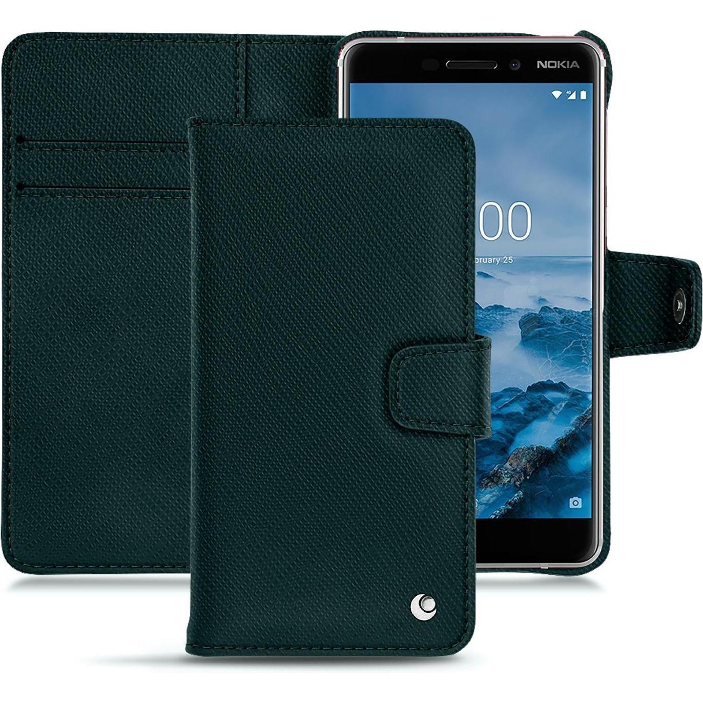 Noreve Lederschutzhülle Wallet (Nokia 6 (2018)), Smartphone Hülle, Grün