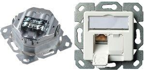 Produktbild Telegärtner Anschlussdose AMJ45 8/8 K Up/50 Cat.6A perlweiss RAL 1013, 2xRJ45