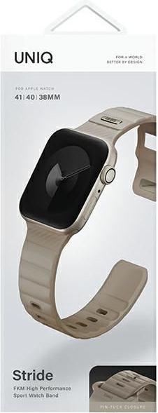 Actual product image Uniq pasek Stride Apple Watch Series 1/2/3/4/5/6/7/8/9/SE/SE2 38/40/41mm FKM Rubber Strap khaki/pale
