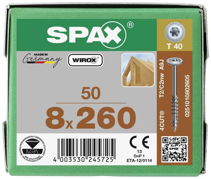 Produktbild Spax Tellerkopf T-Star Plus T40 Teilgewinde 4cut Wirox (50 Schrauben pro Stück)