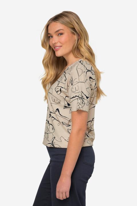 Image du produit Laurasøn T-Shirt, oversized, Fische-Print, Rundhals, OEKO-TEX (L)