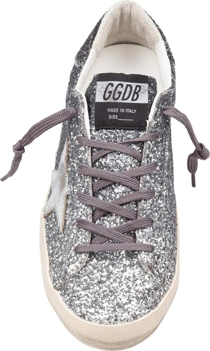 Actual product image Golden Goose super star glitter sneakers in silver and black color (39)