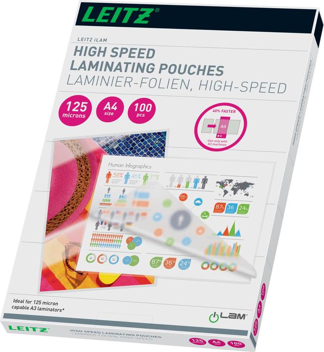 Leitz iLAM Heisslaminierfolien Speed, A4 (A3, 100 Stück, 125 µm)